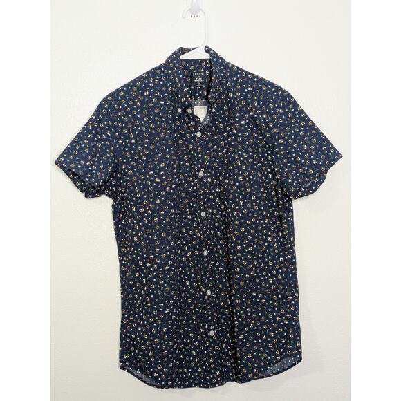 J.crew Flex Washed Blue Floral Print Slim Button Down Short Sleeve Men Size S - Picture 6 of 6